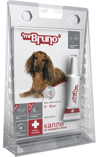 Капли для собак Mr.Bruno Plus от паразитов 5-10 кг.